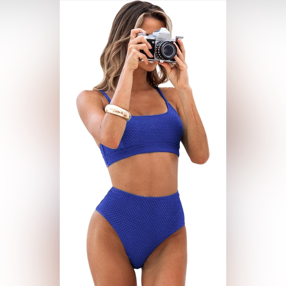 Cupshe Blue Textured Bikini Set